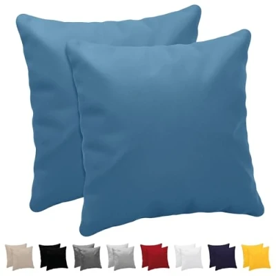Abbildung von Kissenbezug 40x40 (Set mit 2) 100% Jersey Baumwolle 150 g/qm Kissenbezüge Blau Für Kissen 40 x cm Kissenhülle Resistent und Hypoallergen Dreamzie