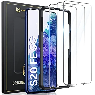 Abbildung von UniqueMe Schutzfolie für Samsung Galaxy S20 FE Panzer Schutz Glas, 3 Stück Schutzglas, 9H Härte Panzerfolie, HD Klar, Anti Kratzer