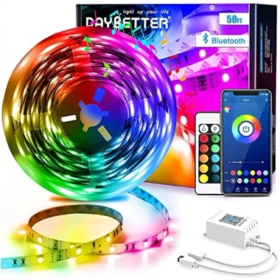 Abbildung von DAYBETTER LED Strip 15M, band 5050 RGB Streifen Bluetooth App Steuerung Lichterkette Musik Sync mit Fernbedienung für Schlafzimmer, Küche, Wohnzimmer und TV