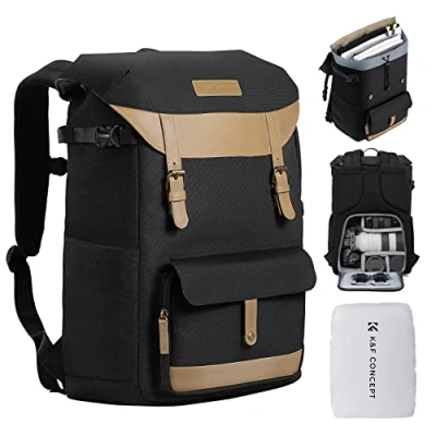 Abbildung von K&amp;F Concept Kamerarucksack Rolltop Fotorucksack Rucksack Stofftaschen aus Stoff für Spiegelreflexkamera 15 Zoll Laptop