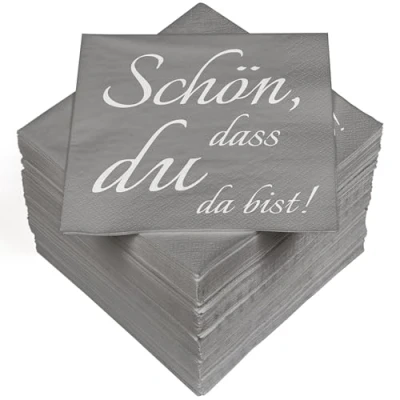 Abbildung von HEKU 100 Servietten, 3 lagig, 33x33cm, Schön dass du da bist I Saugstark und praktisch verpacktI Ideal für besondere Anlässe