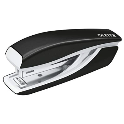 Abbildung von Leitz Mini Heftgerät, 10 Blatt Tacker mit 1000 Heftklammern, Hefter aus Metall Kunststoffelementen, WOW Serie, Schwarz, 55281095