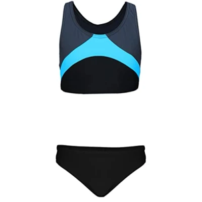 Abbildung von Aquarti Mädchen Sport Bikini Racerback Bustier &amp; Bikinislip, Farbe: Meerjungfrau Violett/Blau/Rosa, Größe: 134