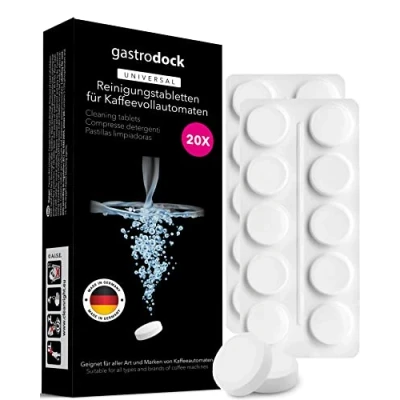 Abbildung von Reinigungstabletten für Kaffeevollautomaten [20 x 2g] MADE IN GERMANY Reinigungstabs Kaffeemaschinen Kompatibel mit Siemens, Jura, Krups, Bosch, Miele, Melitta, WMF Kaffeefettlöser