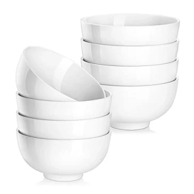 Abbildung von MALACASA, Serie Regular, 8 teilig Porzellan Cremeweiß Müslischalen Set, 420ml Suppenschüssel Reisschale Bowl Schüssel, Snackschale Dessertschale für Salat, Suppen, Ramen, Obst usw. 12,7x12,7x6,2cm