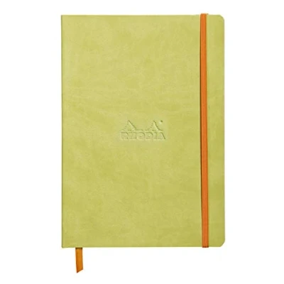 Abbildung von Rhodia 117456C Notizheft Rhodiarama mit weichem Umschlag, dot grid, 80 Blatt, 90 g elfenbeinfarbenes Papier, A5 148 x 210 mm, Lesezeichen, Innentasche,1 Stück,anisgrün