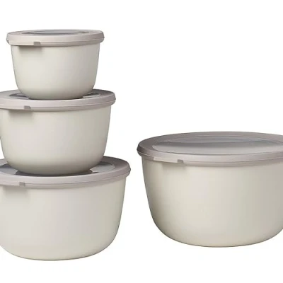 Abbildung von Mepal Multischale Cirqula Round 4 teiliges Set Vorratsdosen mit Deckel Geignet als Aufbewahrungsbox, Kuhlschrank, Gefrierschrank &amp; Mikrowellengeschirr 500, 1000, 2000, 3000 ml Nordic White