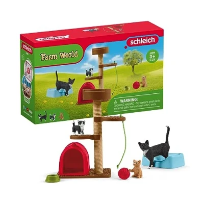 Abbildung von schleich FARM WORLD 42501 Bauernhof Spielzeit für Niedliche Kätzchen Tiere Set 9 Teiliges Realistisches Mama und Baby Katzen Set, Spielzeug Kinder ab 3 Jahren