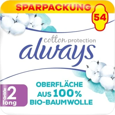 Abbildung von Always Ultra Binden Damen Gr. 2, Cotton Protection Long, 54 Damenbinden mit Flügeln (3 x 18 Stück), Monatspaket, ultradünn und super absorbierend