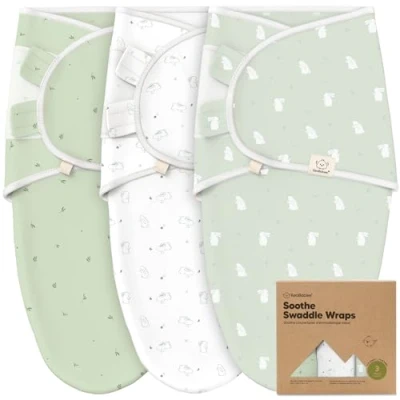 Abbildung von KeaBabies 3 Pack Bio Baby Schlafsack zum Pucken Ergonomische Pucksack 0 Monate, Babyschlafsack Neugeborene, Pucktuch Baby, Puck Pucksack, Wickeldecke (Bunnies)