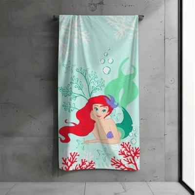 Abbildung von MTOnlinehandel Badetuch, Kinder, 70x140cm, 100% Baumwolle, weiches, saugfähiges Handtuch, Strandtuch für Jungen und Mädchen (Arielle)