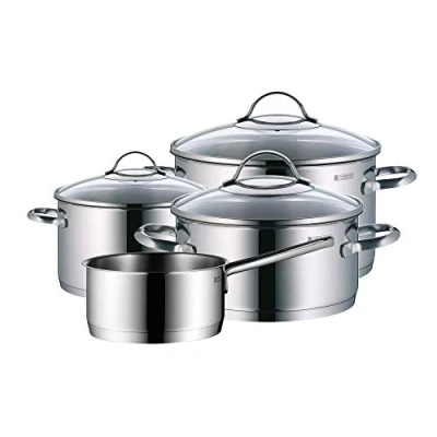 Abbildung von WMF Provence Plus Topfset Induktion 4 teilig, Kochtopf Set mit Glasdeckel, Cromargan Edelstahl poliert, Töpfe unbeschichtet