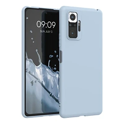 Abbildung von kwmobile Hülle kompatibel mit Xiaomi Redmi Note 10 Pro weiches TPU Silikon Case Cover geeignet für kabelloses Laden Hellblau matt