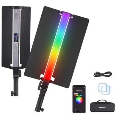 Abbildung von NEEWER RGB2 LED Videoleuchte Lichtstab mit Metall Scheunentor Griff Touchleiste/APP/2,4G Steuerung wiederaufladbares magnetisches RGB Videolicht, 2500K 10000K CRI98+ dimmbare Fotobeleuchtung 18 Szenen