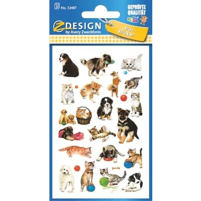 Abbildung von AVERY Zweckform 53487 Kinder Sticker Hunde Katzen 63 Aufkleber