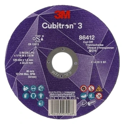 Abbildung von 3M Cubitron 3 Trennscheibe, 86647, 60+, T41, 125 mm x 1 22,23 mm, EN, 25/Pack