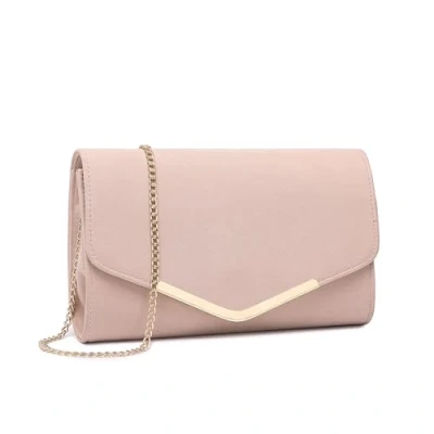 Abbildung von Miss Lulu Damen Umschlag Clutch Elegant Abendtasche Brauttasche Tasche Handtasche mit Kette für Hochzeit Party Prom (Rosa)