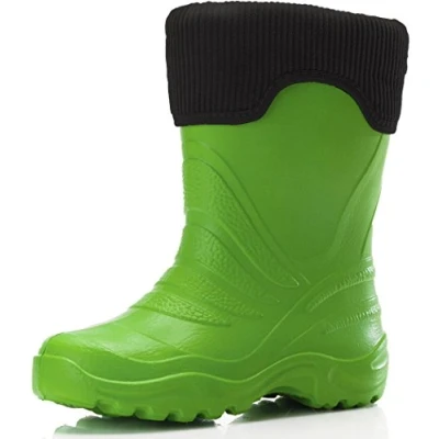 Abbildung von Ladeheid Kinder Mädchen Jungen federleichte Eva Thermo Gummistiefel gefüttert LA 861 (Grün375c/Schwarz, 28/29 EU)