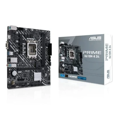 Abbildung von ASUS PRIME H610M K D4 Gaming Mainboard Sockel Intel LGA 1700 (Intel H610, mATX, DDR4 Speicher, PCIe 4.0, M.2, COM Header, RGB Header)