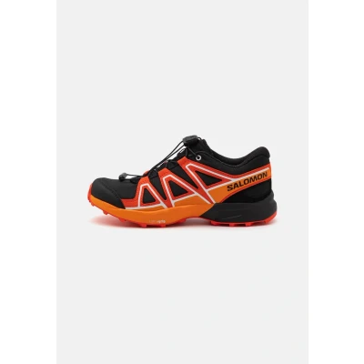 Abbildung von Salomon Speedcross Unisex Hikingschuh für Kinder, Größe: 29, Black/cherry tomato/turmeric Lederimitat/textil