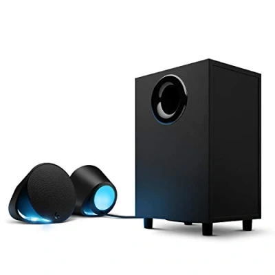 Abbildung von Logitech G560 PC Gaming Lautsprecher mit DTS:X Ultra Surround Sound, Spielbasierter LIGHTSYNC RGB Beleuchtung, Zwei Satellitenlautsprecher und Subwoofer, Immersives Erlebnis Schwarz