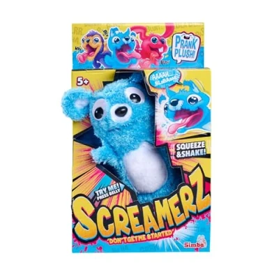 Abbildung von Simba 105953331 ScreamerZ Bär „Babbling Bear“ mit Sound witziges Kuscheltier Schrei Geräuschen Plüschfigur für Kinder ab 5 Jahre, ca. 30 cm, blau