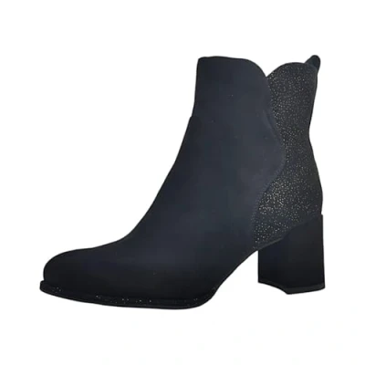 Abbildung von MARCO TOZZI Damen Stiefeletten mit Absatz Spitz Reißverschluss, Schwarz (Black/Gold), 38 EU