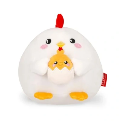 Abbildung von Legami Super Soft Plush Plüsch, Hen Thema, Mini Größe, mit personalisierbarer ID Karte, Steht alleine, 14x15x12 cm, White