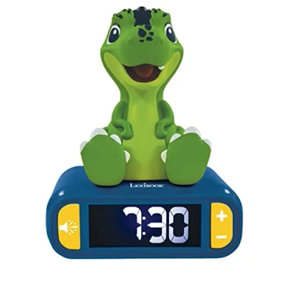 Abbildung von Lexibook, Dinosaurier, Nachtlicht Wecker, Sounds und Melodien, LCD Hintergrundbeleuchtung, Leuchtanzeige, Schlummerfunktion, Blau/Grün, RL800DINO