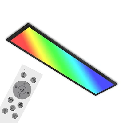 Abbildung von BRILONER Leuchten LED Deckenleuchte RGB, Deckenlampe CCT, Ultra Flach, Dimmbar, Farbwechsel, Fernbedienung, Warmweiß, Neutralweiß, Kaltweiß, 1000x250x66 mm (LxBxH), Schwarz