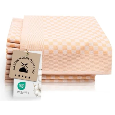 Abbildung von ZOLLNER 10er Set Geschirrtücher Baumwolle in 46x70 cm super saugstarke und robuste Küchentücher waschbar bis 60C gelb kariert Gastronomiequalität Oeko Tex® Zertifiziert