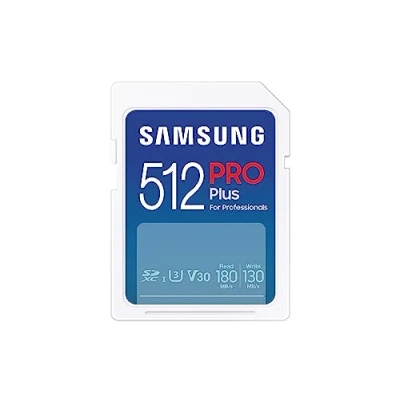 Abbildung von Samsung PRO Plus SD Karte, 512 GB, UHS I U3, Full HD &amp; 4K UHD, 180 MB/s Lesen, 130 Schreiben, Speicherkarte für Spiegelreflexkameras und Systemkameras , MB SD512S/EU