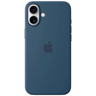 Abbildung von Apple Silikon Back Cover Dunkelblau MagSafe iPhone 16 Plus