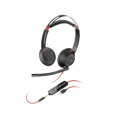 Abbildung von Plantronics Poly Blackwire 5220 Stereo USB C Headset + 3,5 mm Stecker C/A Adapter
