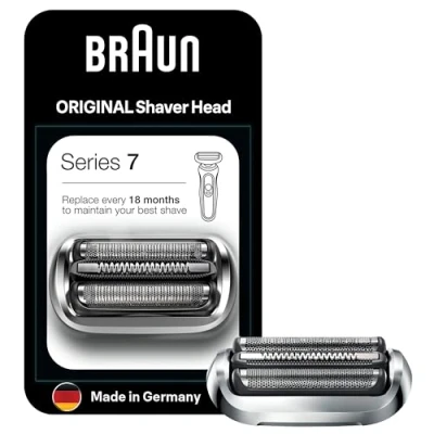 Abbildung von Braun Series 7 Elektrorasierer Scherkopf, ORIGINAL Ersatzscherteil vom Hersteller passend für Herren Rasierer der neuen Generation, 73S, Silber, 1er Pack