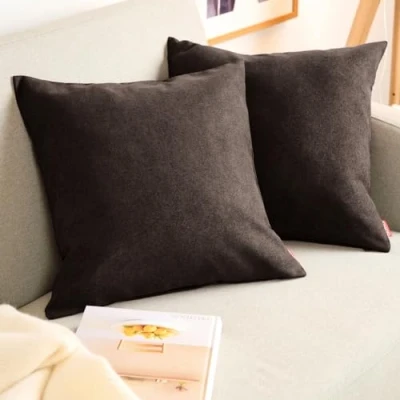 Abbildung von Blumtal 2er Set Kissenbezug 45x45 braun kuschelige Chenille Kissenbezüge mit verstecktem Reißverschluss, Oekotex Zertifizierte Kissenhülle für Deko Kissen Sofakissen Polster &amp; Zierkissen