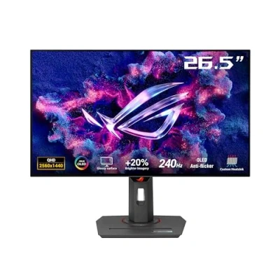 Abbildung von ASUS ROG Strix OLED XG27AQDMG 27 Zoll WQHD Gaming Monitor 240 Hz, 0.03ms GtG, G Sync, FreeSync, AdaptiveSync, DisplayHDR 400 TB 10 bit OLED, 16:9, 2560x1440, DP 1.4 DSC, HDMI, USB Hub, Ergo