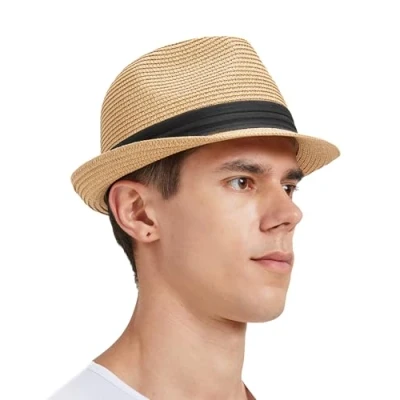 Abbildung von Zylioo Fedora Strohhut Größe S,Stroh Sonnenhut Kleiner Kopf,UV Sonnenschutz Sommerhut Strandhut Kleine Größen