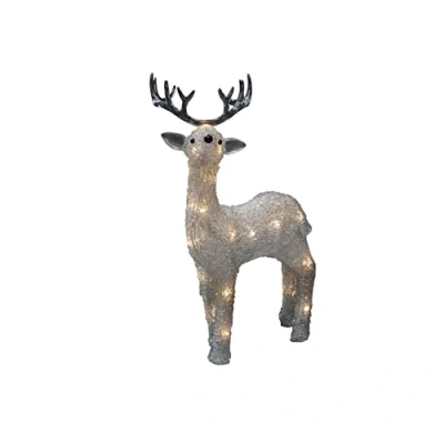 Abbildung von Konstsmide LED Acryl Rentier, 6h Timer, 24 warm weiße Dioden, batteriebetrieben, Außen (IP44), weißes Kabel, 4 x AA 1.5V (exkl.) 6224 103, Reindeer
