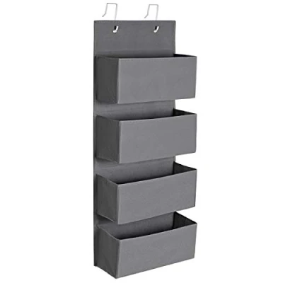 Abbildung von SONGMICS Hängeorganizer mit 4 Taschen, Hängeregal, Kleiderschrank Organizer, Hängeaufbewahrung, Tür Schlafzimmer Wohnzimmer, 12 x 33,5 100 cm, schiefergrau RDH04G