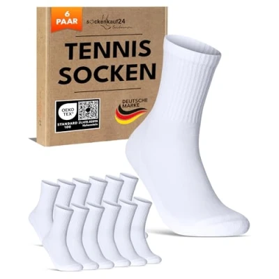 Abbildung von 6 Paar Tennissocken Damen 35 38 Weiß Sportsocken Atmungsaktiv Damensocken Baumwolle Retro Crew Socken (Weiß 38)