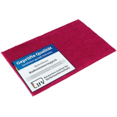 Abbildung von WohnDirect Badematte 70 x 120 cm Pink rutschfest &amp; Waschbar Badezimmerteppich zum Set kombinierbar, Badvorleger, WC Garnitur, Badteppich