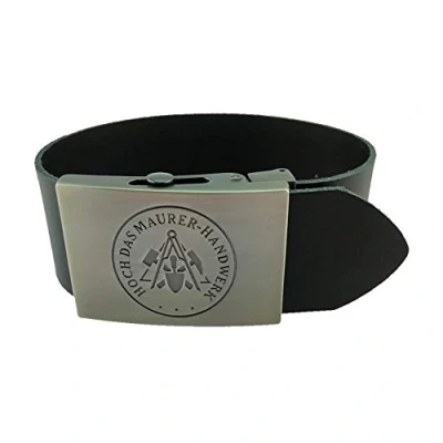 Abbildung von GravurManufakturBerlin Hosengürtel Maurer Handwerk Zunft Logo Ledergürtel 4 cm breit 130 Einheitslänge kürzbar