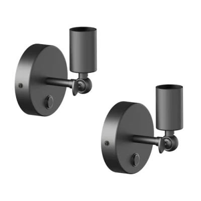 Abbildung von ledscom.de 2 Stück Wandleuchte FETRO, Schalter, schwarz matt, rund, 1x E27 max. 60W
