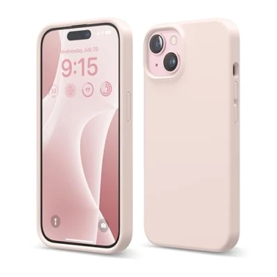 Abbildung von elago Liquid Silikon Hülle kompatibel mit iPhone 15 Premium Full Cover [4 Schichten Anti Shock Struktur], Weiches Mikrofaserfutter Kratzfest
