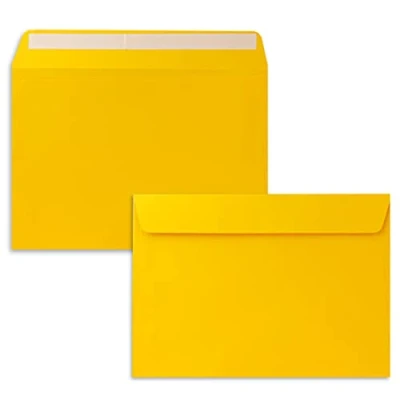 Abbildung von 50x Briefumschläge DIN C5 Honiggelb (Gelb) 16,2 x 22,9 cm Haftklebung Edle Kuverts für große Einladungen und Karten zum Geburtstag oder Hochzeit