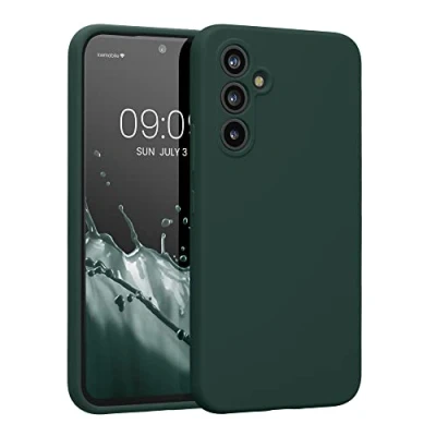 Abbildung von kwmobile Hülle kompatibel mit Samsung Galaxy A54 5G Case gummiert Silikon Handyhülle Schutzhülle Moosgrün