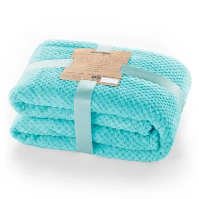 Abbildung von DecoKing Kuscheldecke 220x240 cm türkis Decke Microfaser Wohndecke Tagesdecke Fleece weich sanft kuschelig skandinavischer Stil cyanblau Henry