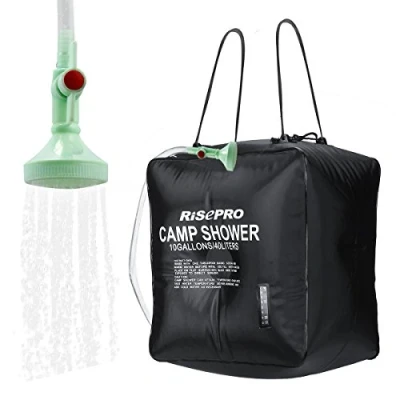 Abbildung von RISEPRO Solar Duschtasche, 40L, solarbetrieben, Campingdusche, mit Temperatur, Heißwasser, 45 C, Wandern, Klettern XH07