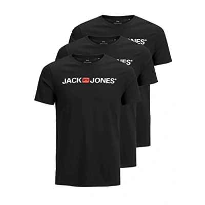 Abbildung von JACK &amp; JONES Herren JJECORP Logo Tee SS Crew Neck Vorteilspack, T Shirt Männer, Black/3pcs Black, XL